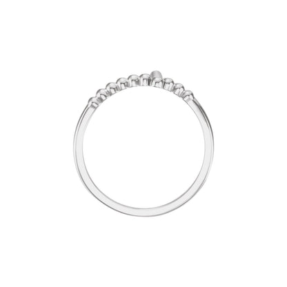 Continuum Sterling Silver Beaded Sideways Cross Ring