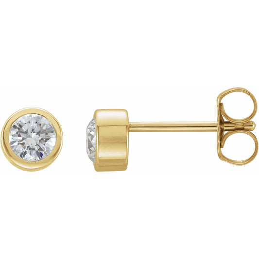 14K Yellow Gold 1/2 CTW Natural Diamond Bezel-Set Earrings