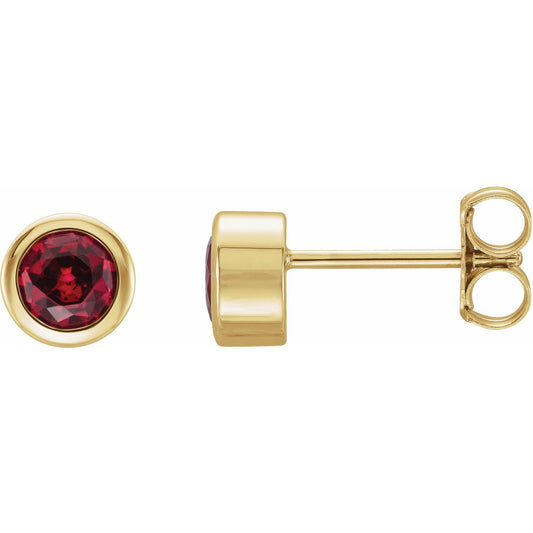 14K Yellow Gold Lab-Grown Ruby Bezel-Set Earrings