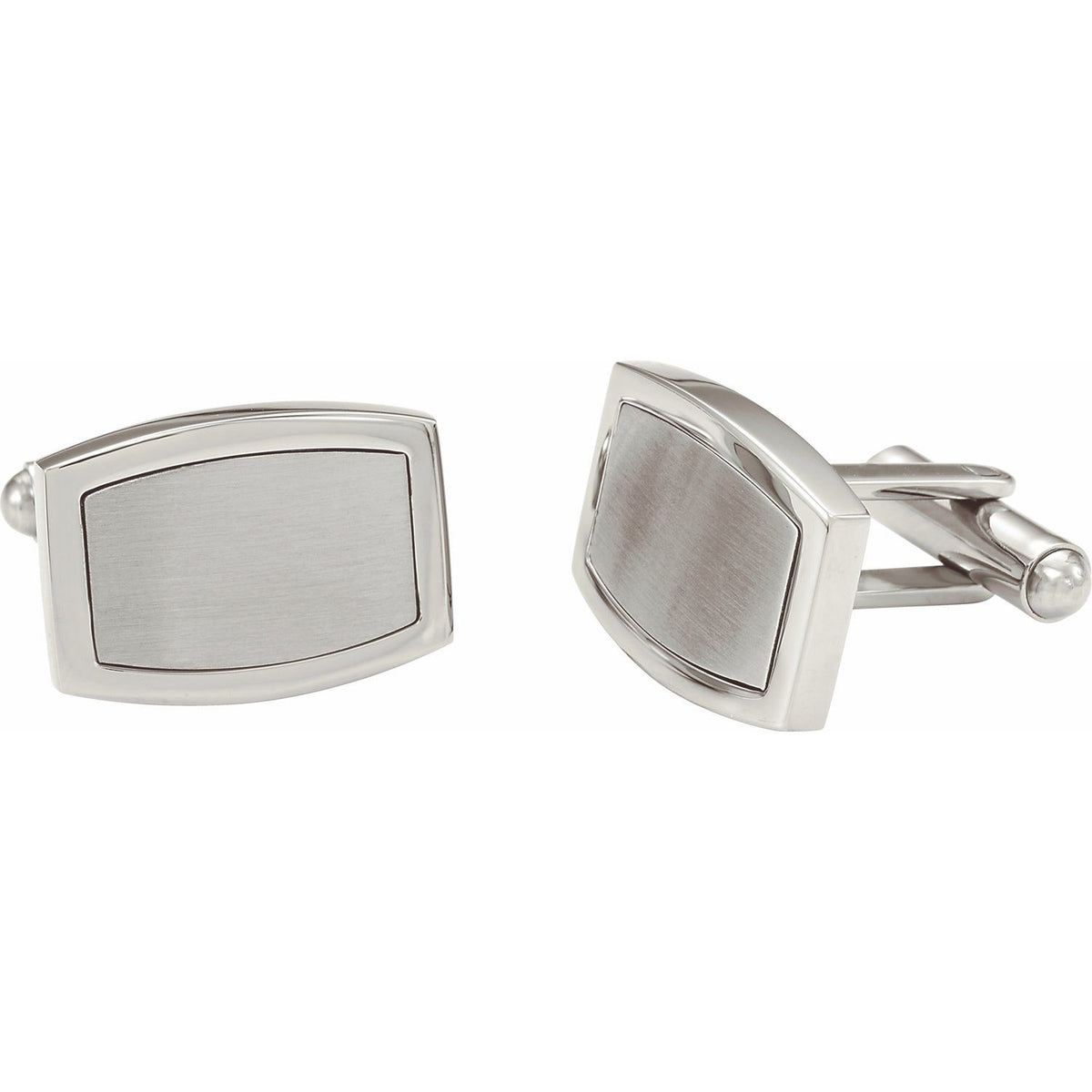 Stainless Steel Engravable Rectangle Cuff Links, 14 mm x 19.5 mm