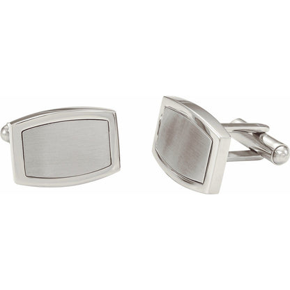 Stainless Steel Engravable Rectangle Cuff Links, 14 mm x 19.5 mm