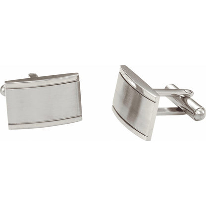 Stainless Steel Engravable Rectangle Cuff Links, 12.1 mm x 19.2 mm