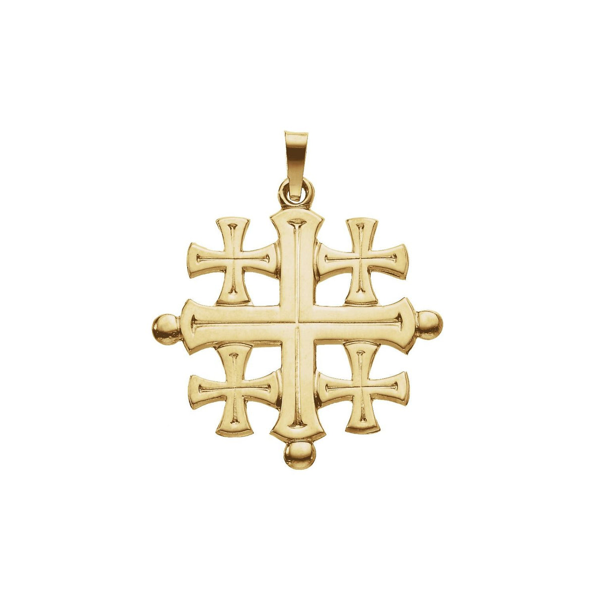 14K Yellow Gold 27x26 mm Jerusalem Cross Pendant
