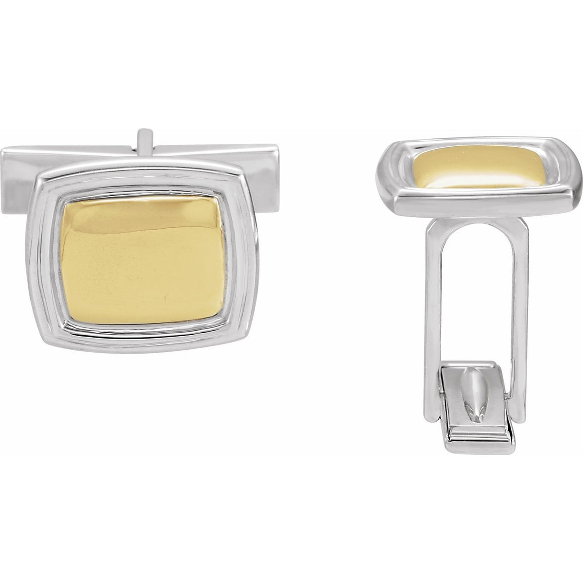 Sterling Silver & 14K Yellow Gold 14x16 mm Square Cuff Links