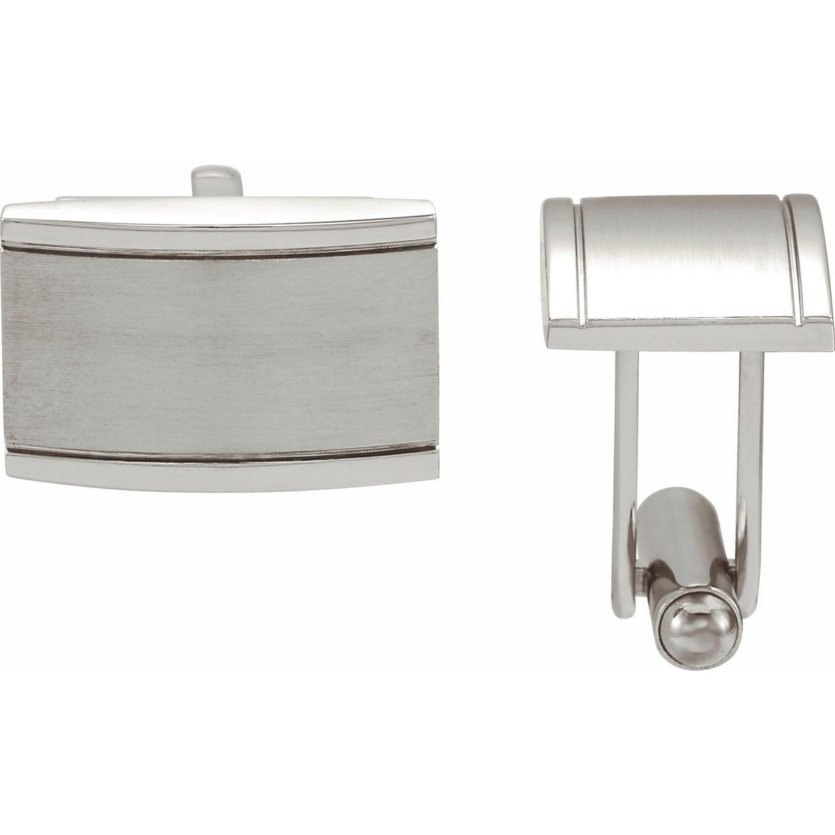 Stainless Steel Engravable Rectangle Cuff Links, 12.1 mm x 19.2 mm