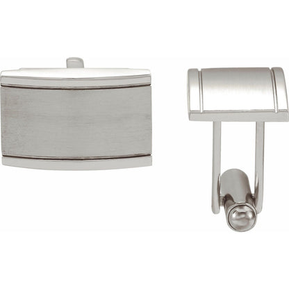 Stainless Steel Engravable Rectangle Cuff Links, 12.1 mm x 19.2 mm