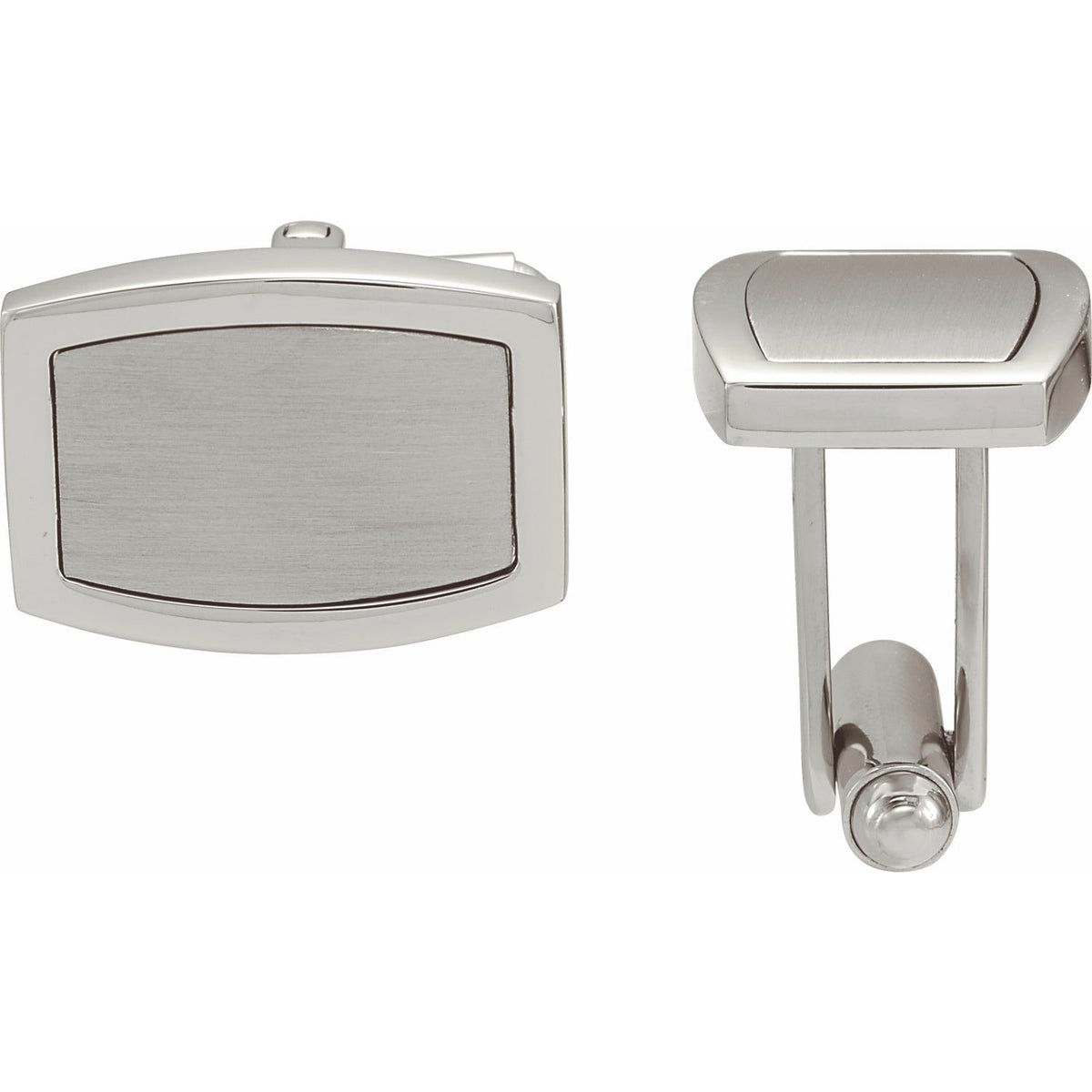Stainless Steel Engravable Rectangle Cuff Links, 14 mm x 19.5 mm