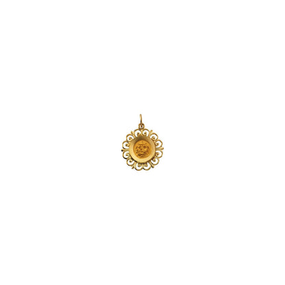 14K Yellow Gold Round Baptismal Medal