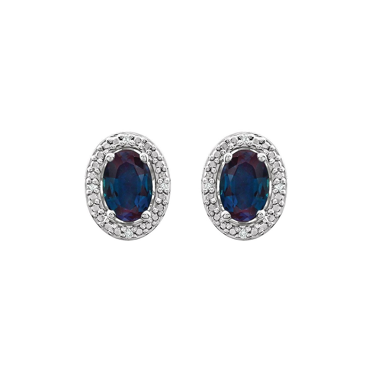 Sterling Silver Lab-Grown Alexandrite & .025 CTW Natural Diamond Earrings