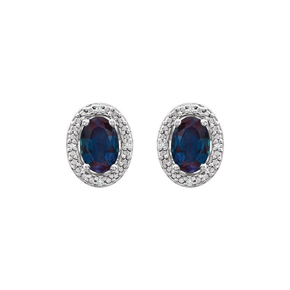Sterling Silver Lab-Grown Alexandrite & .025 CTW Natural Diamond Earrings