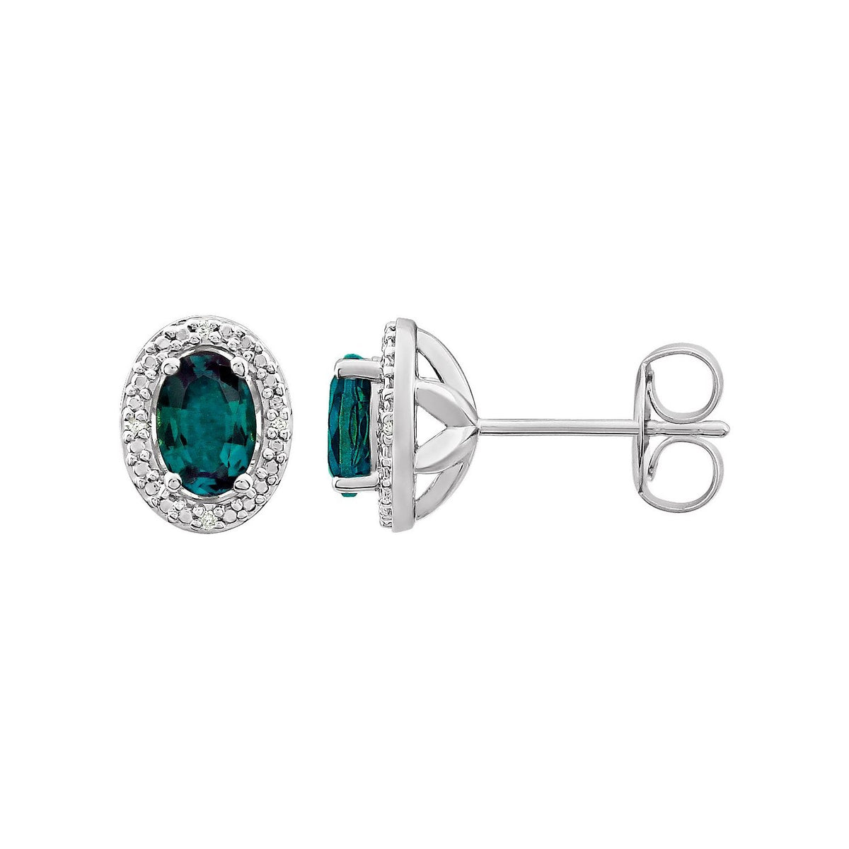Sterling Silver Lab-Grown Alexandrite & .025 CTW Natural Diamond Earrings