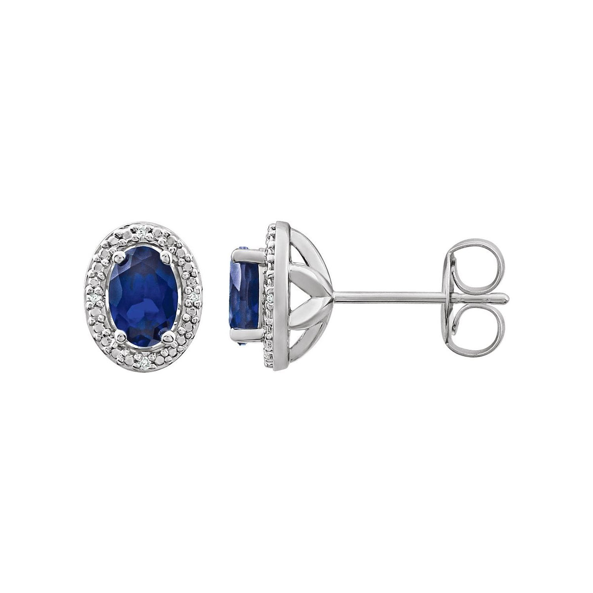 Sterling Silver Lab-Grown Alexandrite & .025 CTW Natural Diamond Earrings