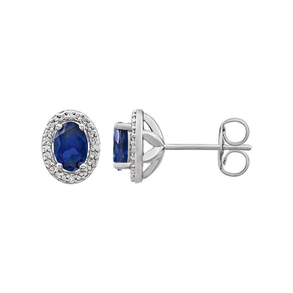 Sterling Silver Lab-Grown Alexandrite & .025 CTW Natural Diamond Earrings