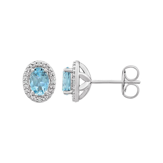 Sterling Silver Natural Sky Blue Topaz & .025 CTW Natural Diamond Earrings