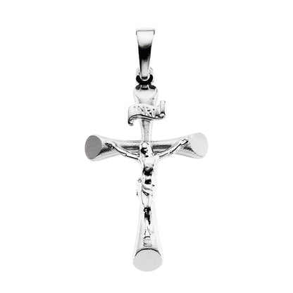 14K White Gold 24x16 mm Crucifix Pendant