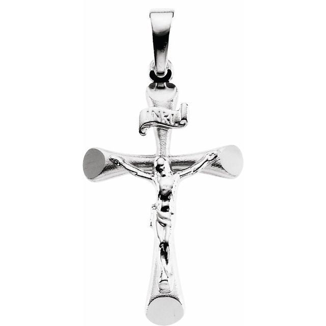 14K White Gold 24x16 mm Crucifix Pendant