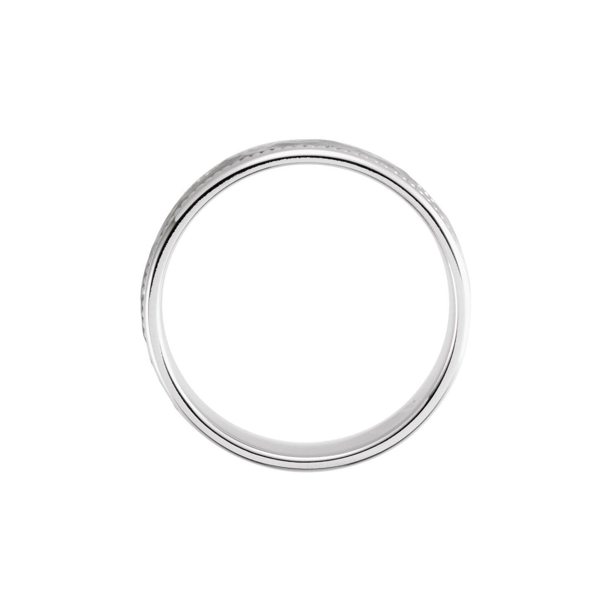 14K White Gold Rope Edge Comfort-Fit Flat Band