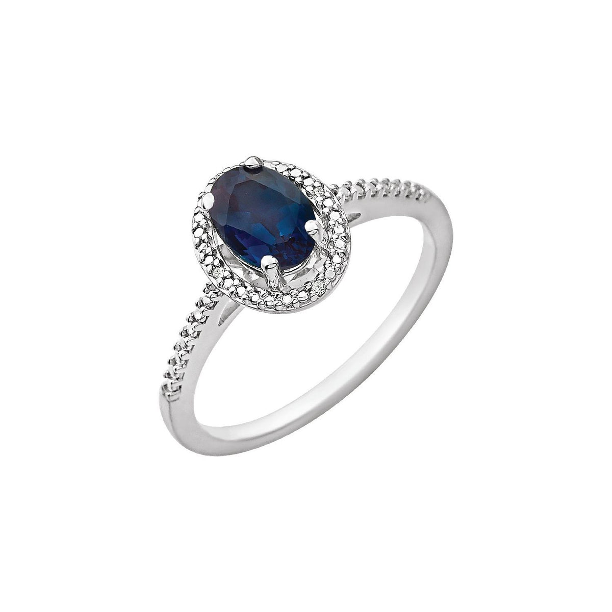 Sterling Silver Lab-Grown Alexandrite & .01 CTW Natural Diamond Ring