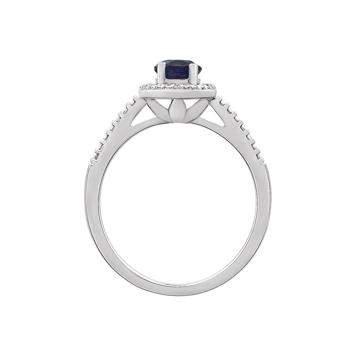 Sterling Silver Lab-Grown Alexandrite & .01 CTW Natural Diamond Ring