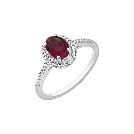 Sterling Silver Lab-Grown Ruby & .01 CTW Natural Diamond Ring, 8.3 mm