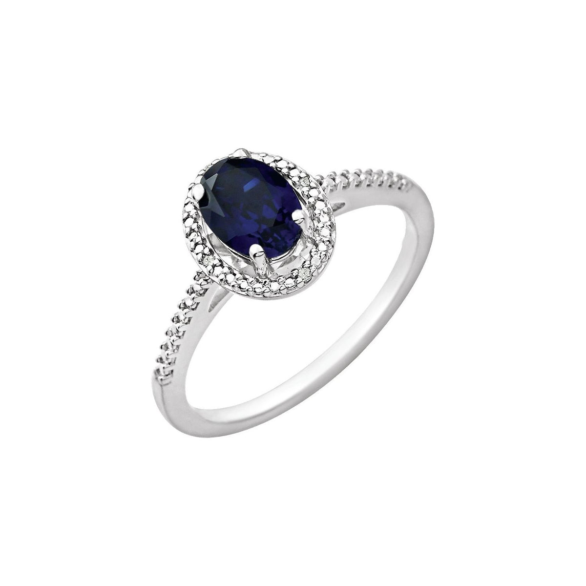 Sterling Silver Lab-Grown Alexandrite & .01 CTW Natural Diamond Ring