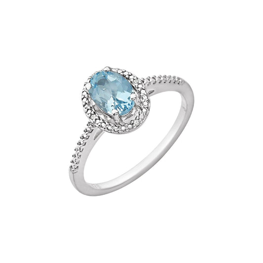 Sterling Silver Natural Sky Blue Topaz & .01 CTW Natural Diamond Ring
