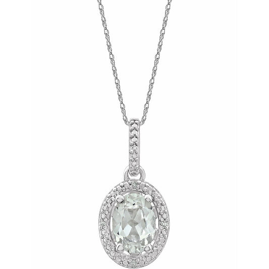 Sterling Silver Lab-Grown White Sapphire & .01 CTW Natural Diamond 18" Necklace, 12.4 x 8.5 mm