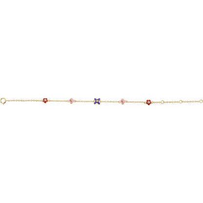 10K Yellow Gold .04 CTW Natural Diamond Youth Flower 5-7" Bracelet