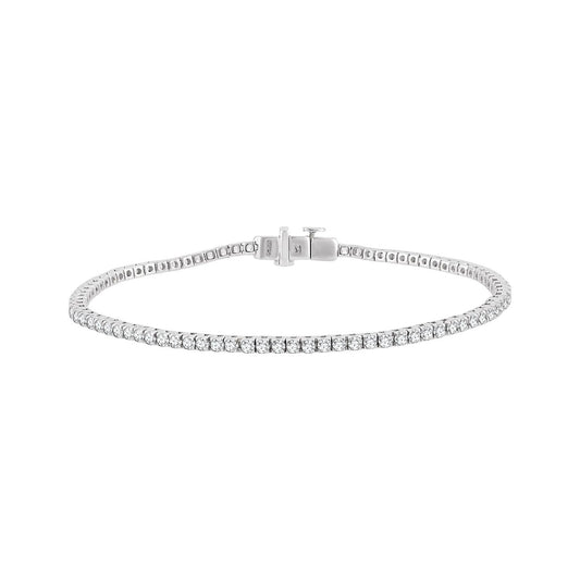 14K White Gold 1 3/4 CTW Natural Diamond Line 7" Bracelet