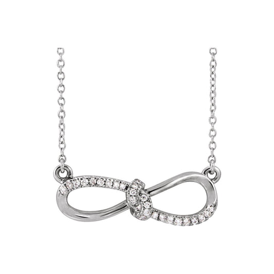 14K White Gold 1/8 CTW Natural Diamond Infinity-Inspired 18" Necklace