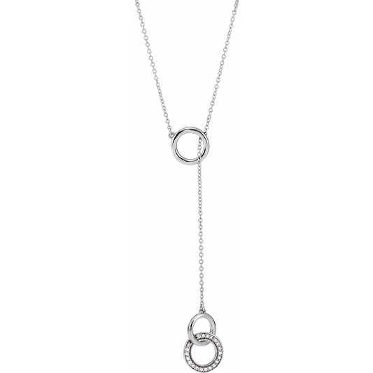 14K White Gold 1/10 CTW Natural Diamond Circle Y 16-18" Necklace