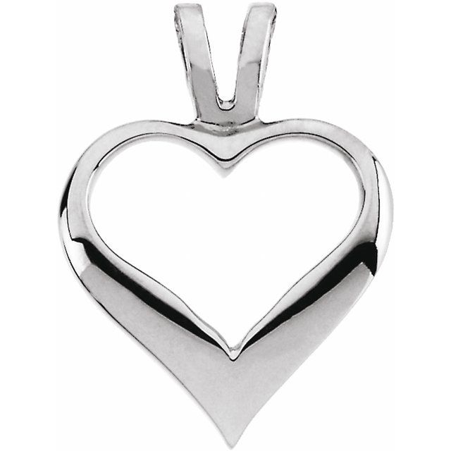 14K White Gold Heart Pendant