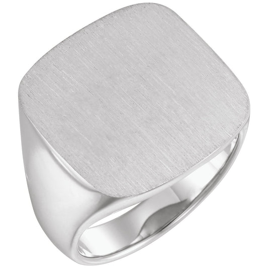 Sterling Silver Square Signet Ring with Brush Finished Top