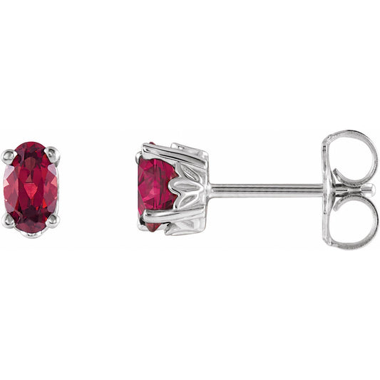 14K White Gold Natural Mozambique Garnet Earrings