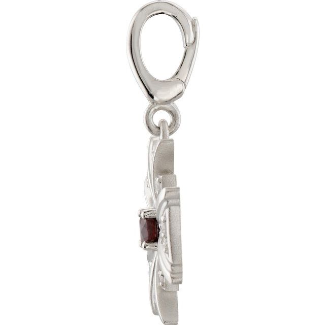 Natural Mozambique Garnet & 1/6 CTW Natural Diamond Charm/Pendant