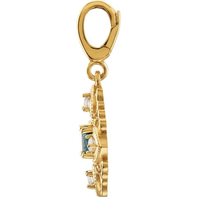 Natural London Blue Topaz & 1/4 CTW Natural Diamond Vintage-Inspired Charm/Pendant