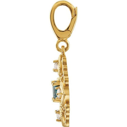Natural London Blue Topaz & 1/4 CTW Natural Diamond Vintage-Inspired Charm/Pendant