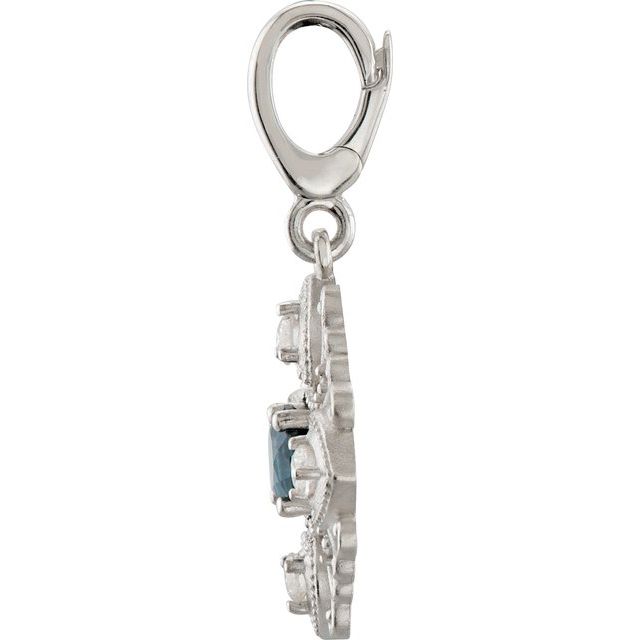 Natural London Blue Topaz & 1/4 CTW Natural Diamond Vintage-Inspired Charm/Pendant