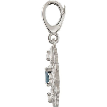 Natural London Blue Topaz & 1/4 CTW Natural Diamond Vintage-Inspired Charm/Pendant
