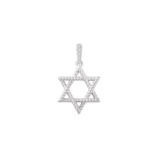 14K White Gold .025 CTW Natural Diamond Star of David Pendant