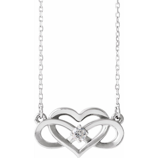1/10 CTW Natural Diamond Infinity-Inspired Heart 16-18" Necklace