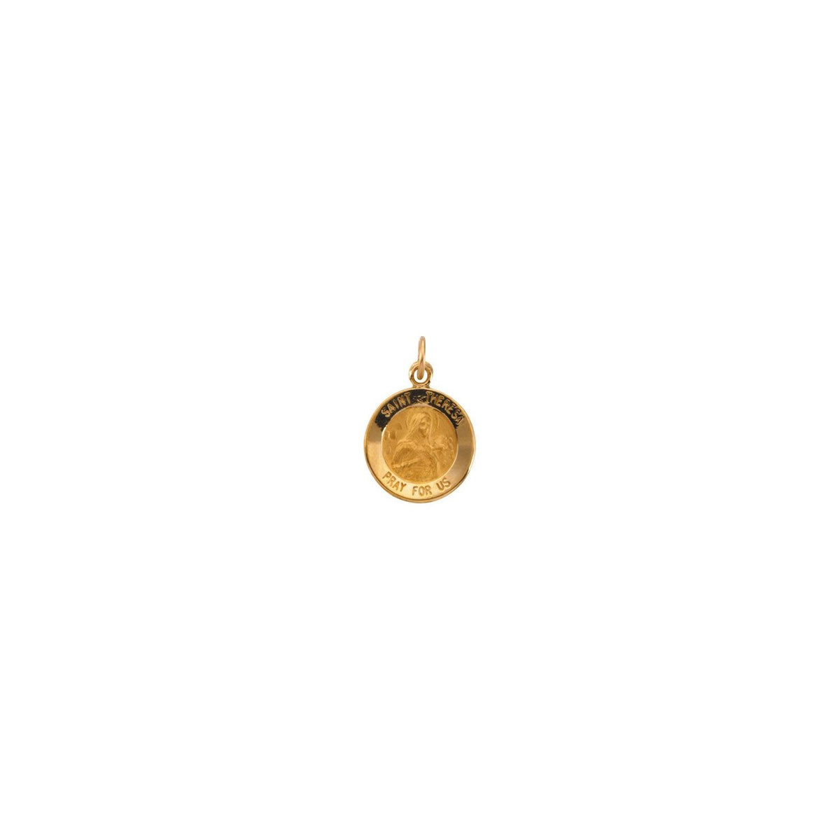 14K Yellow Gold Round St. Theresa Medal