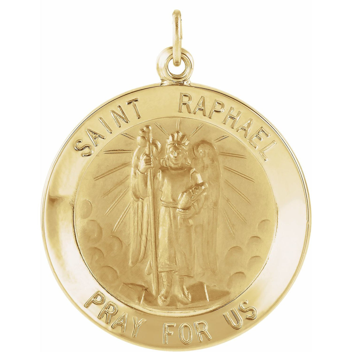 Sterling Silver Round St. Raphael 18" Necklace