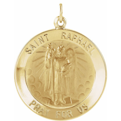 Sterling Silver Round St. Raphael 18" Necklace