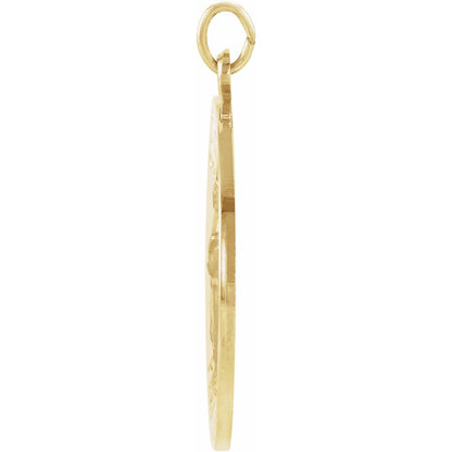 14K Yellow Gold Round St. Raphael Medal