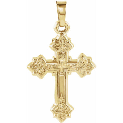 14K Yellow Gold 20x16 mm Hollow Cross Pendant