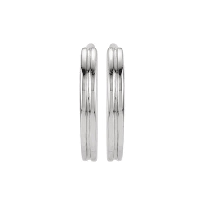 Grooved Hinged Huggie Hoop Earrings
