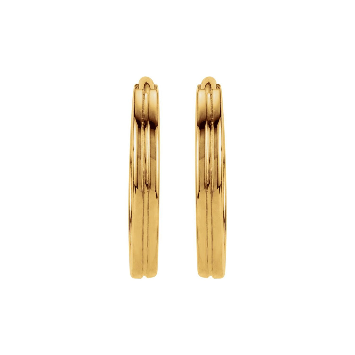 Grooved Hinged Huggie Hoop Earrings