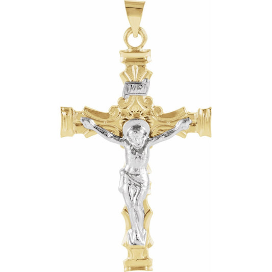 14K Yellow/White Gold 43.5x29. Crucifix Pendant