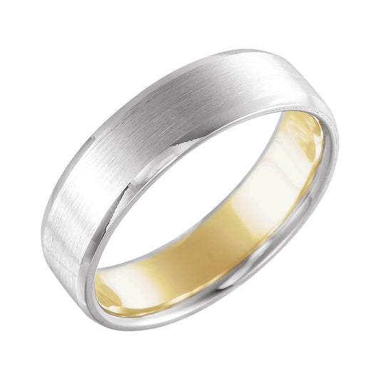 14K White/Yellow Gold Beveled-Edge Comfort-Fit Band